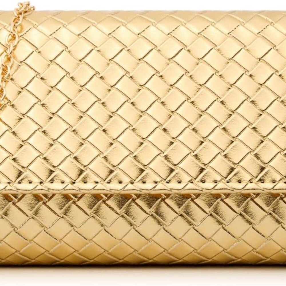 Woven Evening Bag Clutch Purses for Women Fashion PU Leather Crossbody Purse for